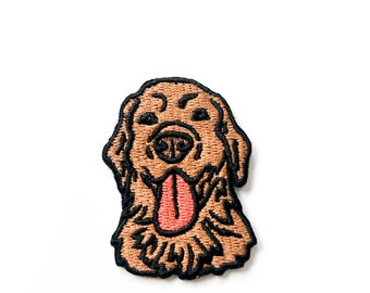Golden Retriever Embroidered Iron On Patch | Dog Patch for Hats, Clothing & Bags | Pet Lover Patch | Golden Retriever Gift | Pet Lover Gift