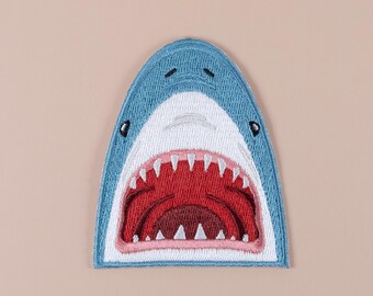 Shark Embroidered Iron on Applique Motif Patch - Etsy