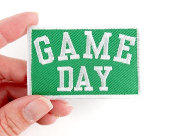 Green Game Day Embroidered Iron-On Patch - Perfect for Tailgate & Football Season, Football Lover | Trucker Hat | Football Patch