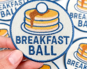 Breakfast Ball Patch – Funny Golf Embroidered Iron On Patch for Golfers, Pancake Lovers, Hats, Coolers, Bags, Country Club Gifts