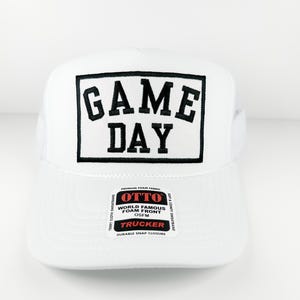 Game Day Embroidered Patch Trucker Hat - Otto White Trucker Hat Perfect for Tailgate & Football Season, Football Lover | Football Patch