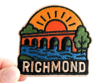 Richmond Virginia Bridge Embroidered Patch – RVA Bridge Patch, Travel Patch, Iron On Patch for Hat, Jacket, Backpack, Local Gift