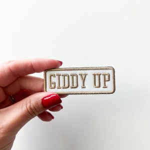 Giddy Up Patch Embroidered Iron-On Patch Southern Outlaw Country Charm, Cowboy Patch, Bachelorette Party Trucker Hat Bar Nashville, Rodeo