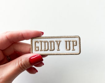 Giddy Up Patch Embroidered Iron-On Patch Southern Outlaw Country Charm, Cowboy Patch, Bachelorette Party Trucker Hat Bar Nashville, Rodeo