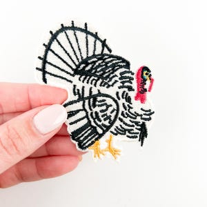 Weißer Truthahn Aufnäher zum aufbügeln - Aufnäher für Mützen, Kleidung & Taschen | Perfekt für Jäger, Angler und Angelfreunde, Thanksgiving Patch