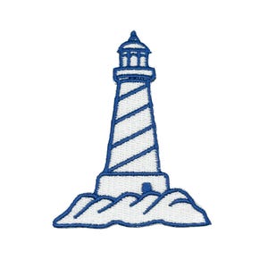 Lighthouse Embroidered Patch Coastal Nautical Beacon Patch Ocean Beach Iron On Patch Maritime Applique Seaside Summer Patch