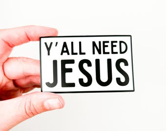 Vous avez tous besoin d'un sticker de Zazzle.be Liste d'envies Vous avez des idées ? Sticker chrétien noir et blanc | autocollant confessionnel | Sticker vinyle imperméable pour ordinateurs portables, voitures, bouteilles d'eau