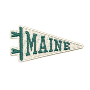 Maine Embroidered Patch | State Souvenir Iron On Patch for Jackets, Hats & Backpacks | Green Pennant Patch Gift for Maine Lovers