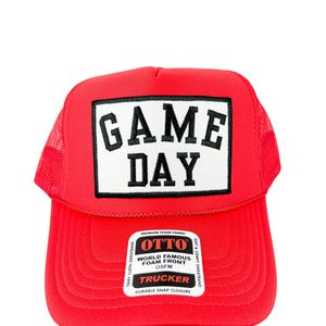 Game Day Embroidered Patch Trucker Hat - Otto Red Trucker Hat Perfect for Tailgate & Football Season, Football Lover | Football Patch
