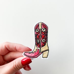 Cowgirl Boot Patch gestickt Bügelbild Südlicher Outlaw Country Charme, Cowboy Aufnäher, Junggesellinnenabschied Trucker Hut Bar Nashville