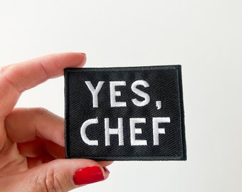 Yes Chef Black Iron-on Sew-on Patch | Hats, Clothing and Bags, Trucker Hat Bar, The Bear, Culinary, Chef, Cooking Lovers, Baking Lovers