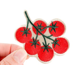 Parche bordado de planta de tomate / Parche termoadhesivo para amantes de la jardinería para chaquetas, sombreros y bolsos / Lindo parche de mercado agrícola, regalo para amantes de la comida.