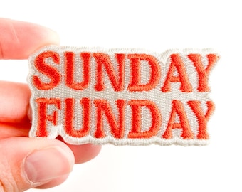 Sunday Funday Embroidered Patch | Retro Iron On Patch for Jackets, Hats and Bags | Fun Weekend Patch Gift for Brunch Lovers and Hat Bars