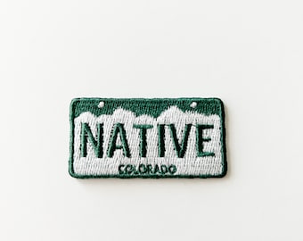 Colorado Native License Plate Iron-On Patch - Ski Patch, Snowboard Patch for Ski Enthusiast Gift Denver, Breckenridge, Aspen, Vail Hat Patch
