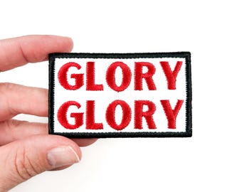 Glory Glory Embroidered Iron-On Patch | Perfect for Tailgate & Football Season | Football Lover | Trucker Hat | Bulldog Mascot | Bulldog Fan