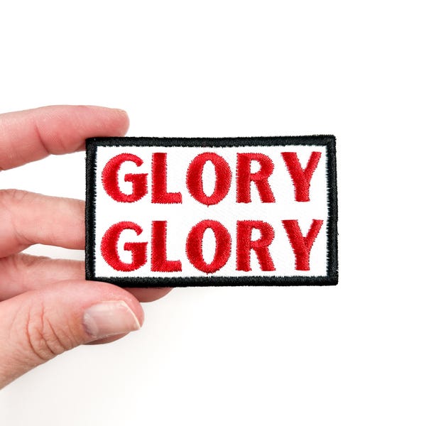 Glory Glory Embroidered Iron-On Patch | Perfect for Tailgate & Football Season | Football Lover | Trucker Hat | Bulldog Mascot | Bulldog Fan