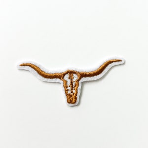 3 inch Longhorn Embroidered Iron on Patch for Hats, Clothing Trucker Hat Patch | Texas, Austin, Western Trucker Hat Bar | Cowgirl & Cowboy