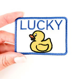 Lucky Duck Iron-On Patch - Embroidered Patch for Hats, Clothing & Bags | Duck Lovers, Animal Humor, Perfect for Hunters Fishing Enthusiasts