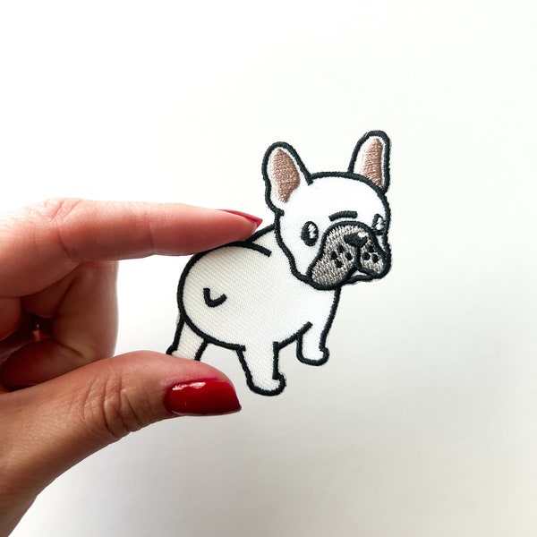 French Bulldog Embroidered Iron On Patch | Dog Patch for Hats, Clothing & Bags | Pet Lover Patch | French Bulldog Gift | Pet Lover Gift