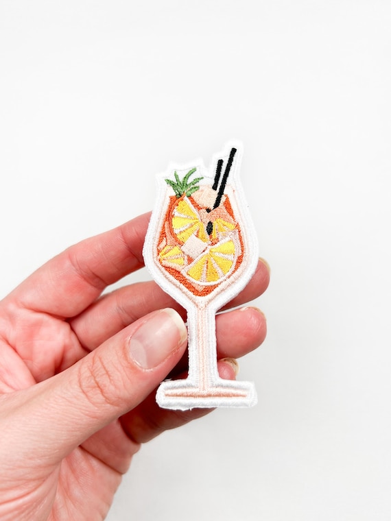 Aperol Spritz Iron-On Patch Perfect for Jackets, Bags, Bar Lovers, Bar Hoppers, Summer, Bachelorette Party, Happy Hour, Champagne Lover