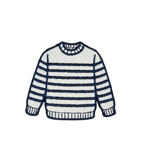 Breton Sweater Embroidered Patch Navy Cream Stripe Preppy French Sailor Shirt Iron On Patch Coastal Clothing Applique Patch