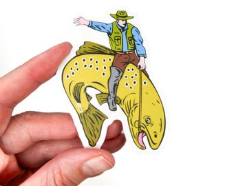 Cowboy Fish Sticker - Etsy