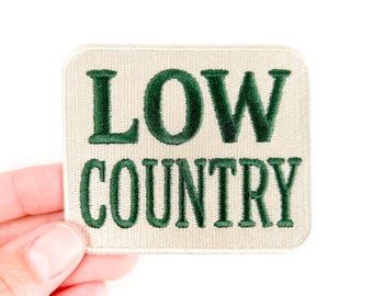 Lowcountry Embroidered Patch – Southern Iron On Patch for Coastal Lovers, Charleston Style, Jackets, Hats, Coolers, or Backpacks