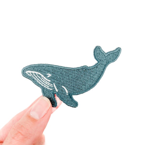 Whale Patch | Ocean Animal Embroidered Iron On Patch | Nautical Patch | Coastal Patch | Marine Life Patch | Beach Lover Patch