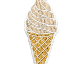 Soft Serve Ice Cream Embroidered Patch | Iron On Ice Cream Patch | Vanilla Cone Patch | Summer Patch | Cute Food Patch | Sweet Treat Gift