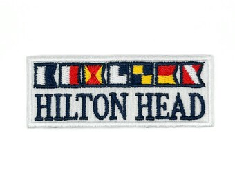Hilton Head Embroidered Patch Nautical Flag Coastal South Carolina Patch Beach Vacation Iron On Patch Island Souvenir Applique