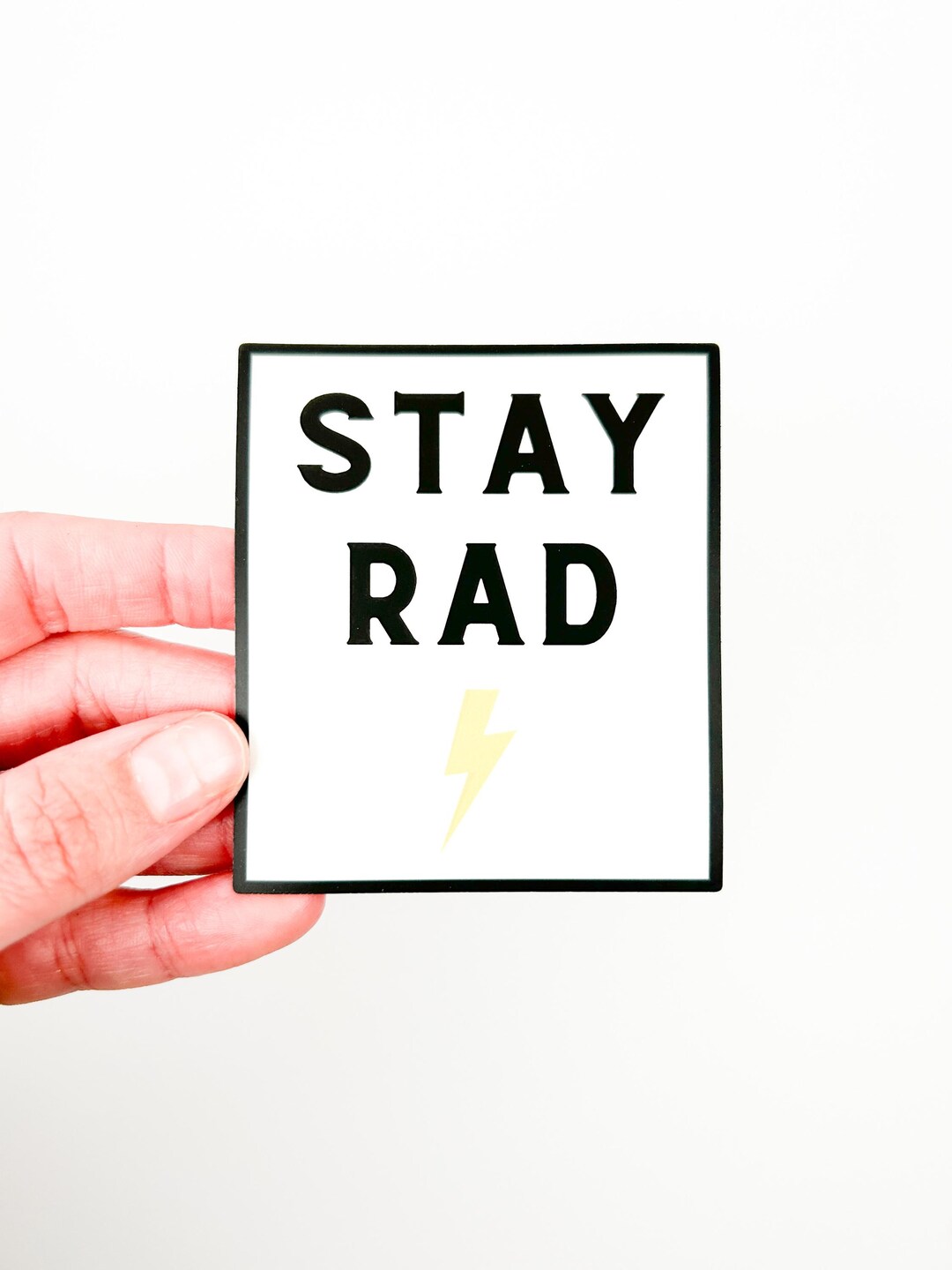 Stay Rad Sticker | Black & White Lightning Bolt Decal | Motivational ...