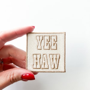 Yee Haw Embroidered Iron On Patch for Bags, Hats & Clothing Patch Cowboy Western Patch for Rodeo Bachelorette Party Trucker Hat Bar Patch