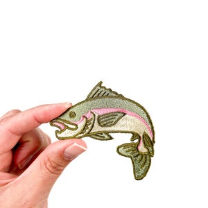Rainbow Jumping Trout Embroidered Iron-On Patch | River Adventure | Perfect for Fishermen | Fishing, Trout Fishing