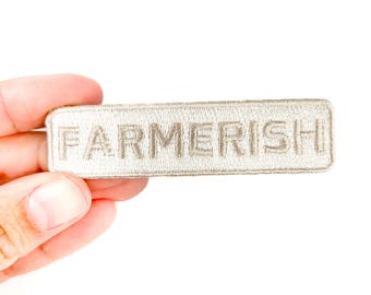 Écusson thermocollant brodé Farmerish - Marron - Homesteader, rustique, vie à la ferme, vie à la campagne, jardinage, bio, fleurs, tracteur, naturel