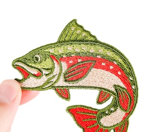 Parche de trucha de arroyo: parche de pesca bordado para planchar o coser. Ideal como regalo de pesca con mosca para sombreros, chaquetas, chalecos, mochilas y equipo para actividades al aire libre.