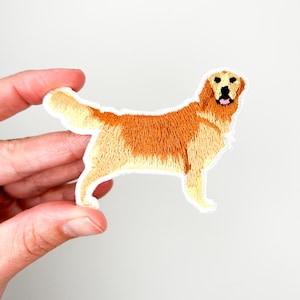 Golden Retriever Embroidered Iron-On Patch – Brown – Dog Lover, Pet Owner, Puppy, Animal, Adventure, Outdoors, Hiking, Nature, Cute Gift