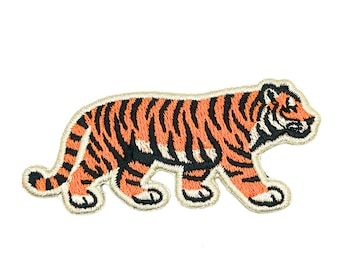 Tiger Embroidered Iron-On Patch for Hat, Clothing and Bags | Black and Orange Tiger Patch | Nature Patch, Animal Patch, Football Mascot