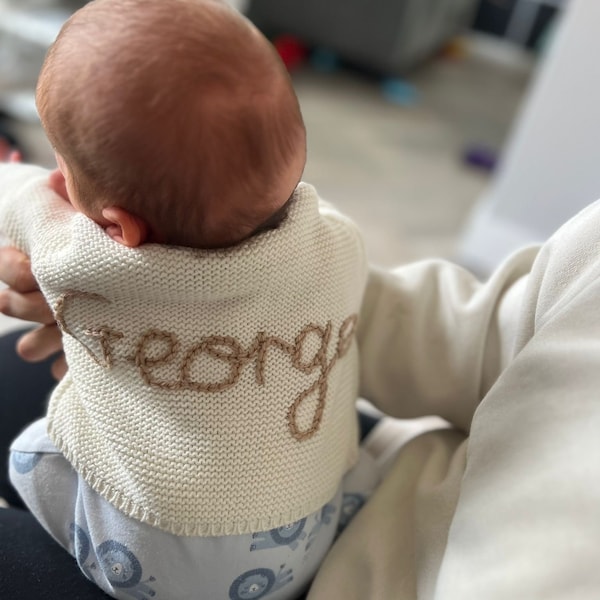 Personalised Hand Embroidered Baby/Toddler Name Cardigan Name Cardigan Hand embroidered cardigan Baby Gift Baby Arrival