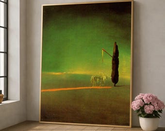 Salvador Dali zonsverduistering en plantaardige osmose canvas, surrealistische moderne kunst, abstracte surrealistische canvas muurkunst, unieke huisdecoratie