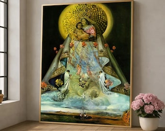 De Maagd van Guadalupe door Salvador Dalí Canvas kunst aan de muur, surrealistisch religieus schilderij, iconisch katholiek canvas, spiritueel interieur, beeldende kunst