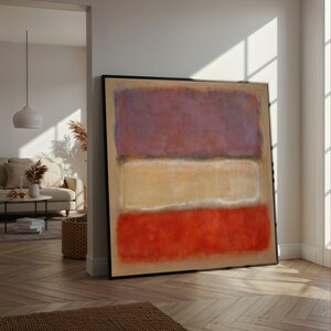 Mark Rothko Style Abstract Canvas, Color Field Wall Art with Purple, Cream, and Red Blocks, Modern Minimalist Home Decor, Contemporary