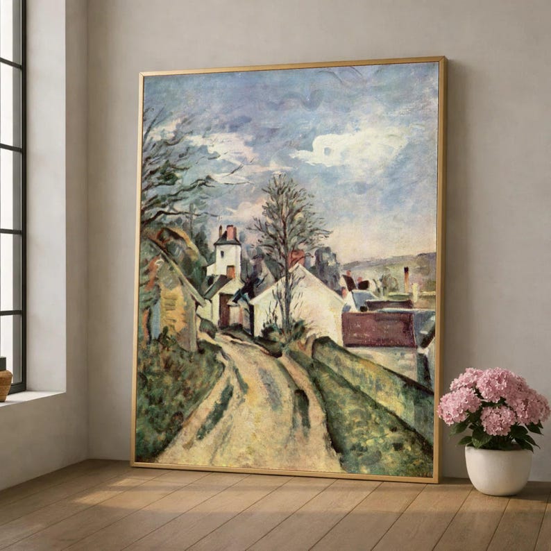 Paul Cezanne Het huis van Dr. Gachet Auvers 1873 canvas muurkunst, vintage landschapsschilderkunst, impressionistische Franse dorpsscène afbeelding 1