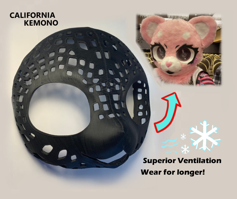 FREE SHIP High airflow Kemono furry fursuit head base. 10.5 inches