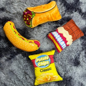 Cat toy food kicker catnip toy burrito hot dog chocolate chips
