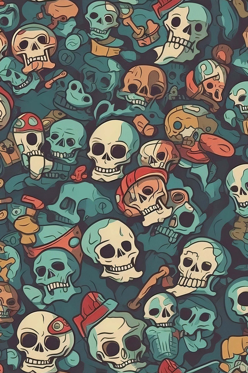 Retro Skull Seamless Digital Paper Pack - Etsy