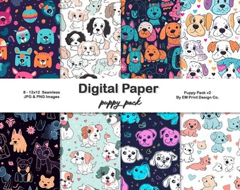 Paquete de papel digital sin costuras de cachorro v2