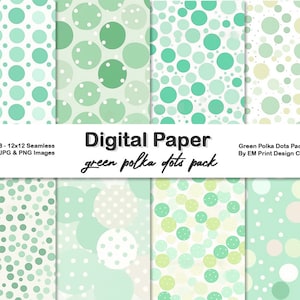 Green Polka Dots Seamless Digital Paper Pack