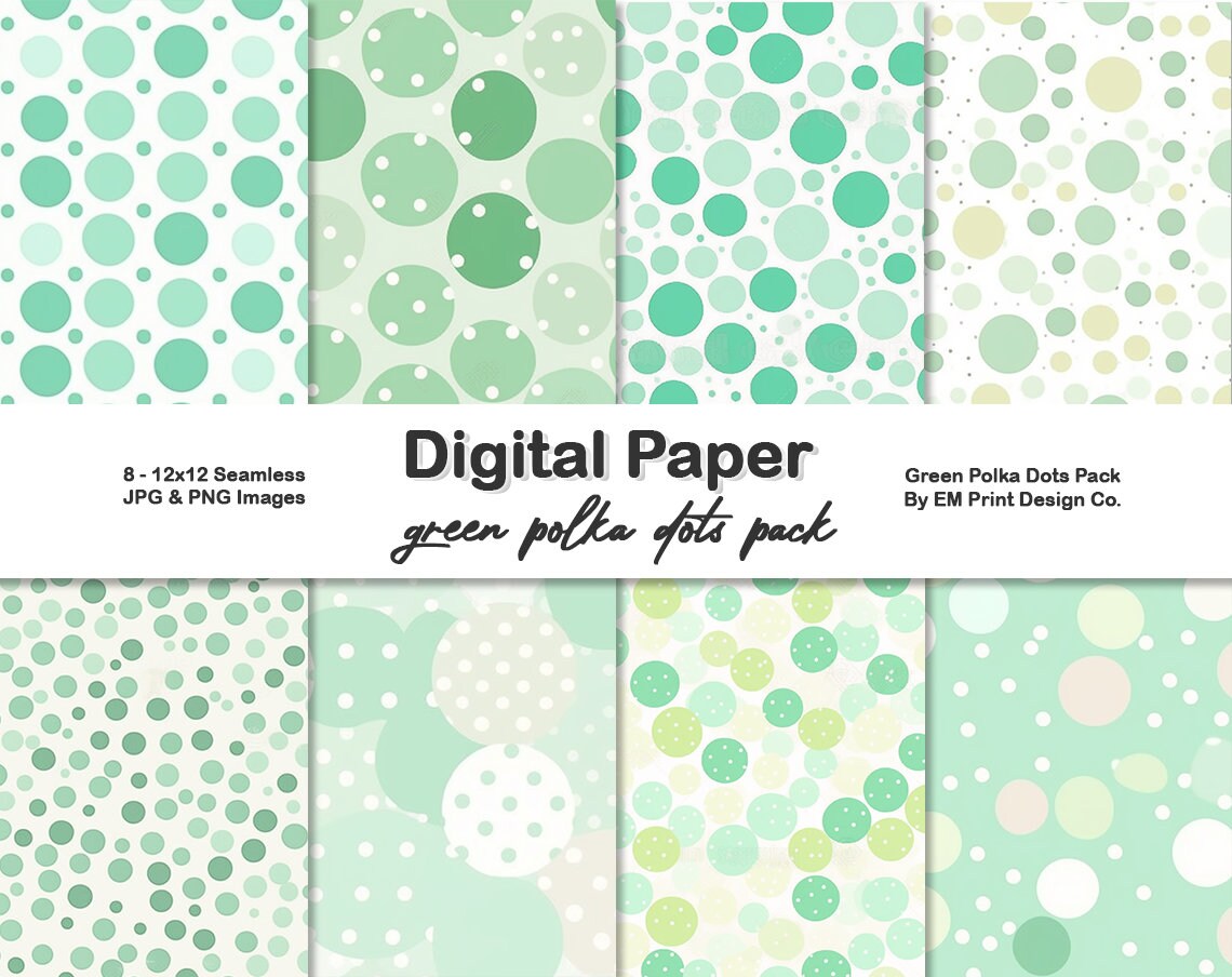 Green Polka Dots Seamless Digital Paper Pack - Etsy