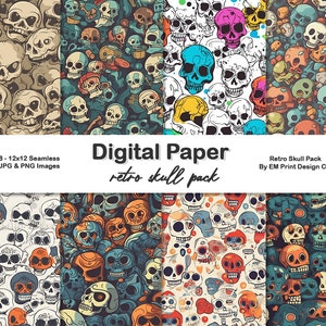 Retro Skull Seamless Digital Paper Pack