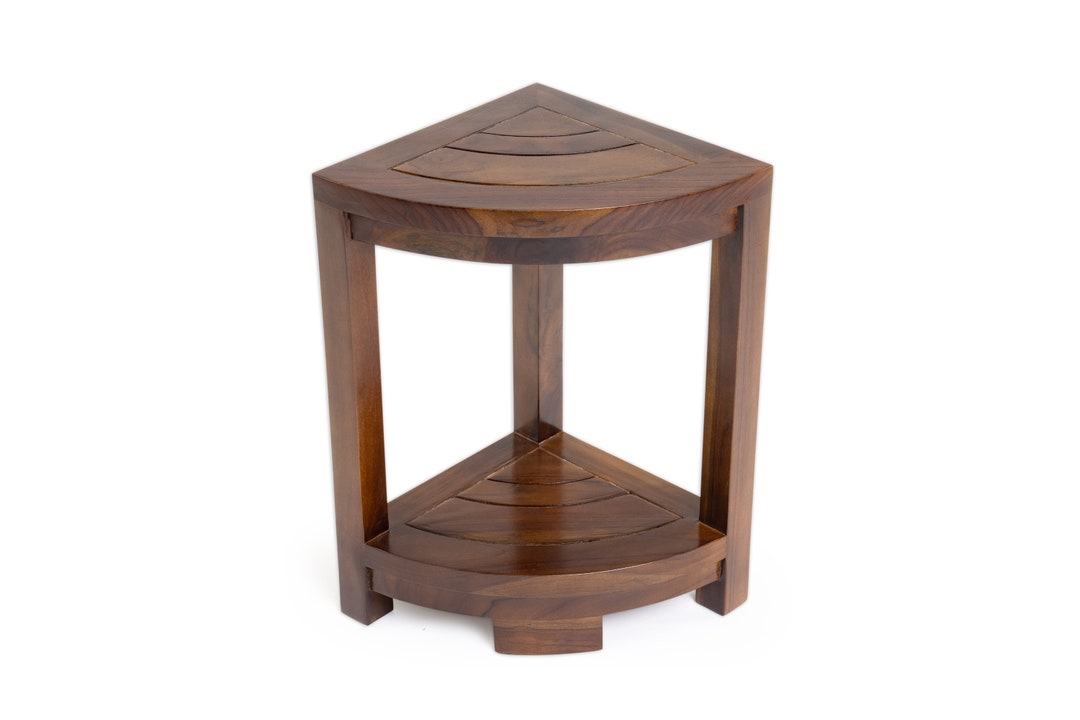 Ocean Goodsteak Shower Corner Bench With Storage Shelf, Wood Shower